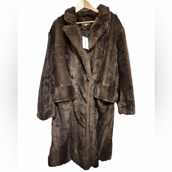 NEW! WeWoreWhat Brown Faux Fur Blazer Jacket - Picture 5 of 10